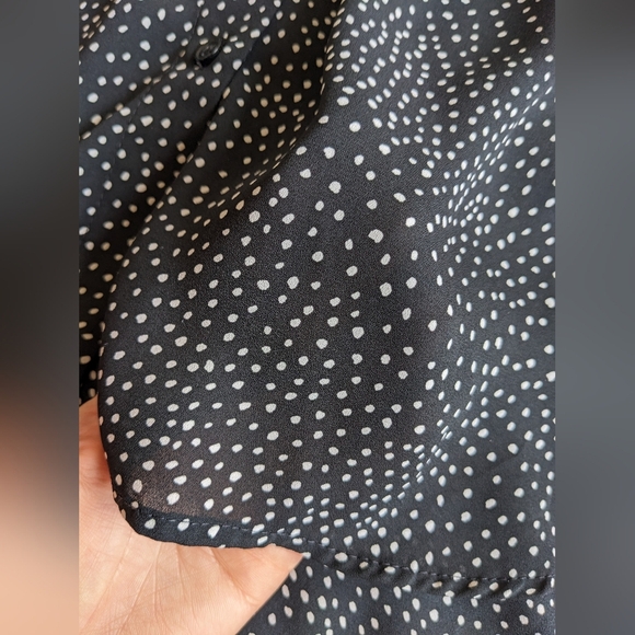 Black and White Polka Dot Women's Button Down Blouse - Picture 5 of 5